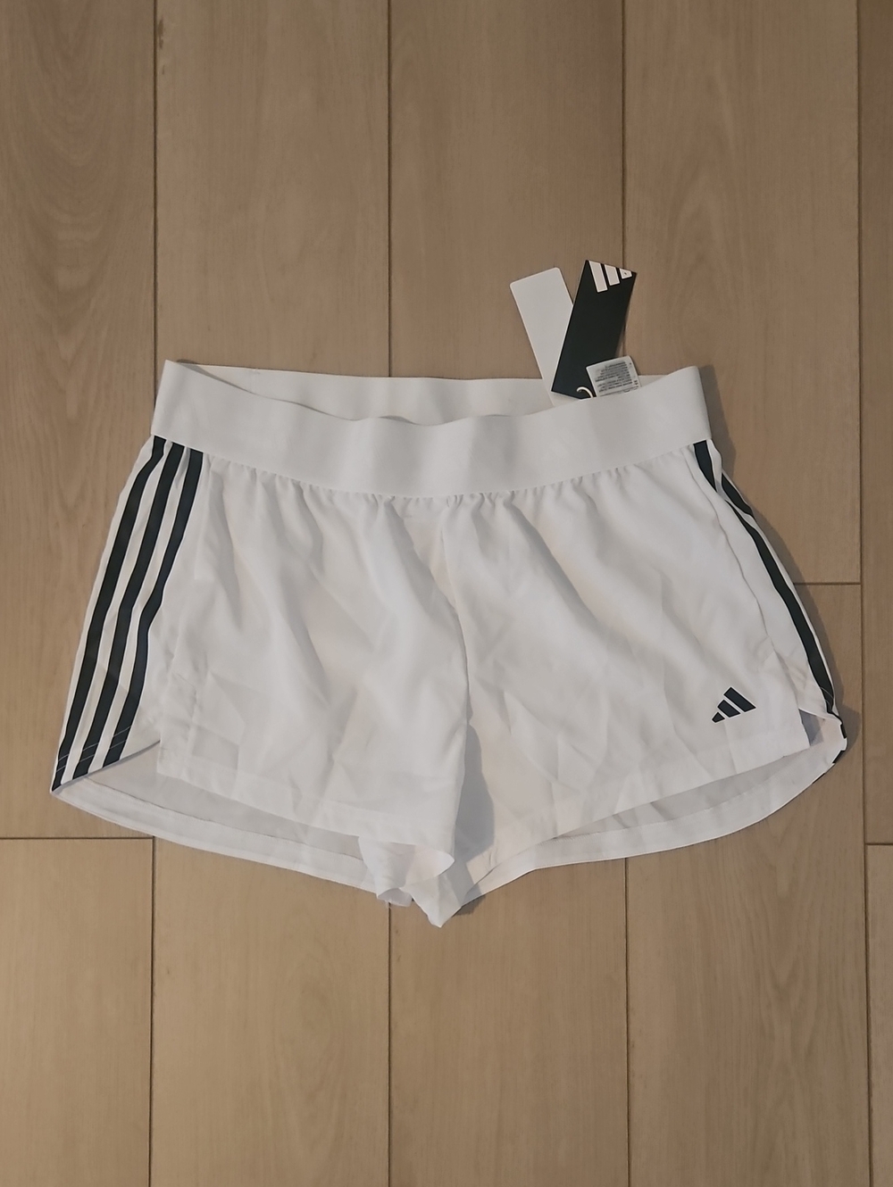 adidas White Women's Athletic Shorts with Black Side Stripes Size Large Nwt